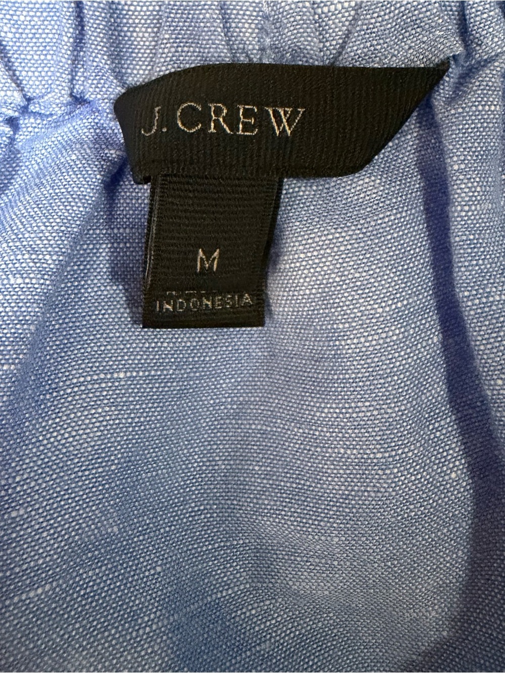 J.Crew Chambray Blue Tie Strap Linen Blend Tank Coastal Summer Medium - Picture 11 of 12